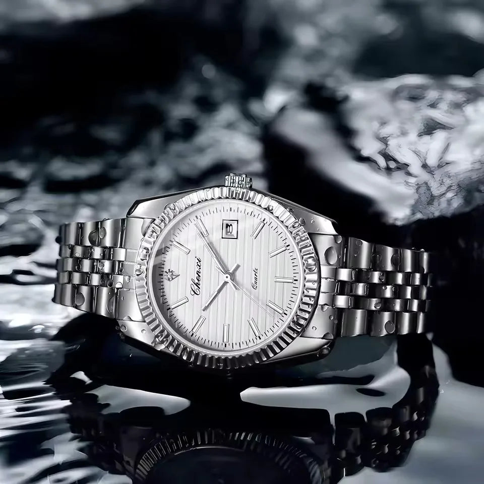 Reloj Clásico Chenxi en Acero Inoxidable — Diseño Elegante Multicolor