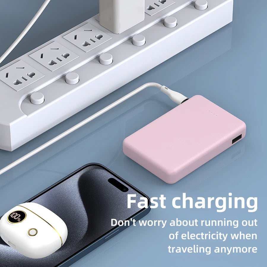 Power Bank Compacto con 3 Cables Integrados — Carga Rápida Universal