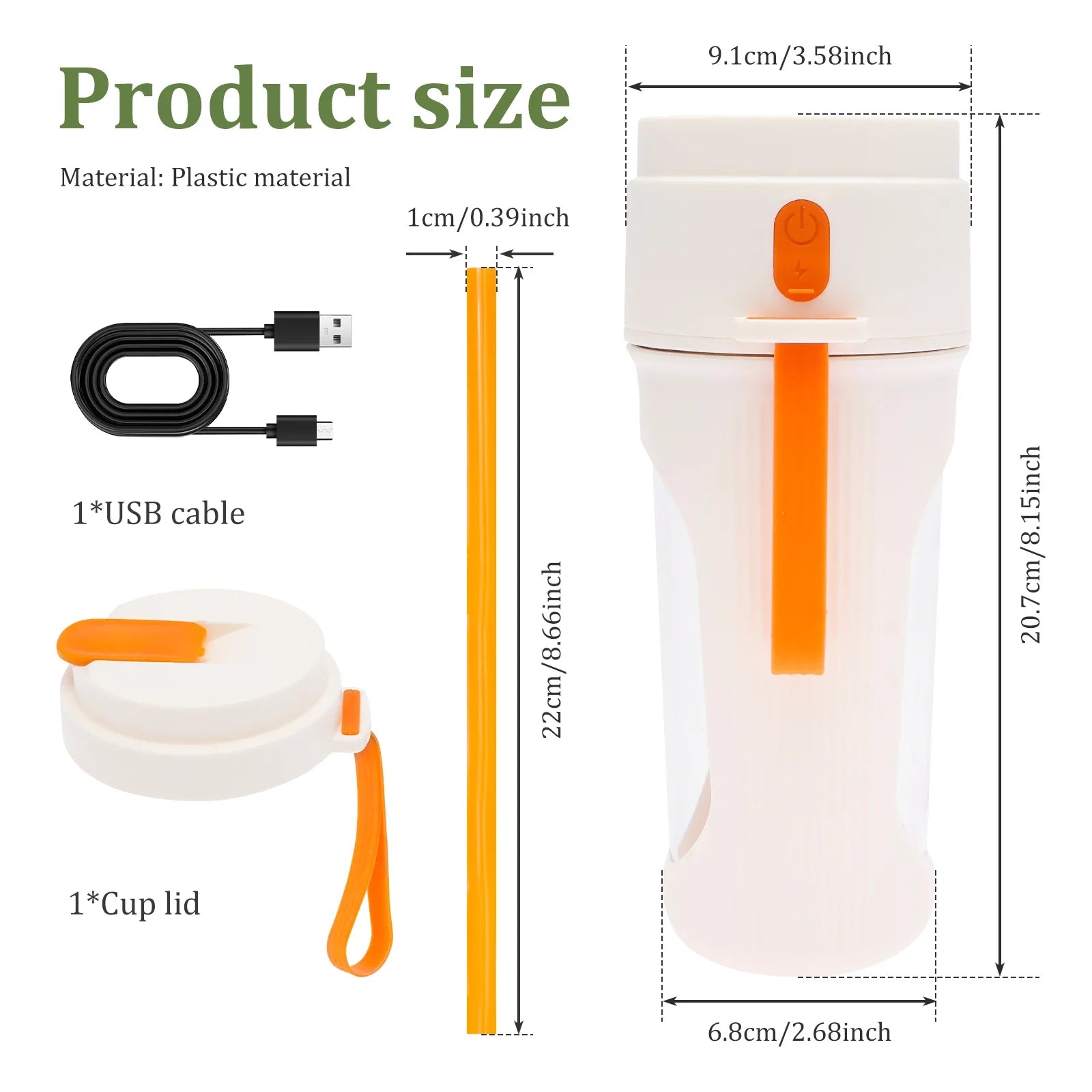 Vaso Licuadora Portátil — Cuchillas Ergonómicas y Tapa Doble Función